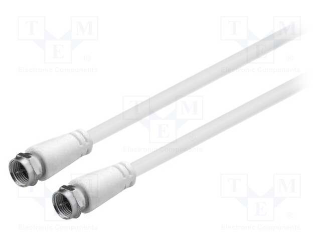 Cable; 75Ω; 1.5m; F plug,both sides; white