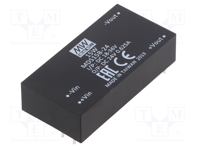Converter: DC/DC; 15W; Uin: 18÷36V; 24VDC; Iout: 625mA; 2"x1"; 30g