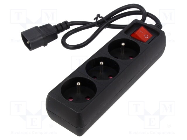Extension lead; Sockets: 3; CEE 7/5 (E) socket,IEC C14 male