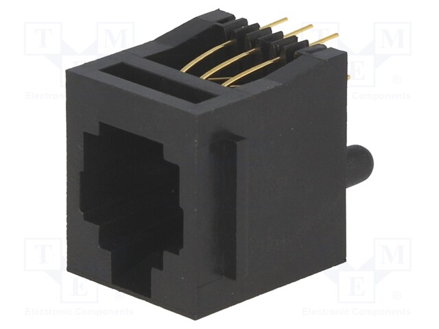 Socket; RJ12; PIN: 6; with panel stop blockade; gold-plated; THT