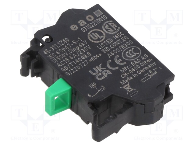 Contact block; 22mm; 45; -25÷70°C; front fixing; Contacts: NO; 10A