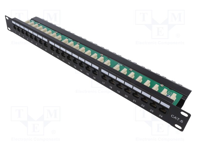 Patch panel; patch panel; Cat: 6; Keystone; Colour: black; IDC; 19"