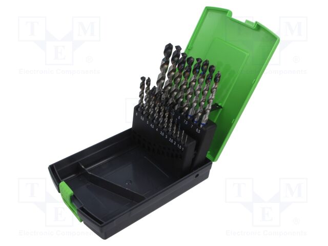 Drill set; high speed steel HSS-TiaIN; 28pcs; plastic cassette