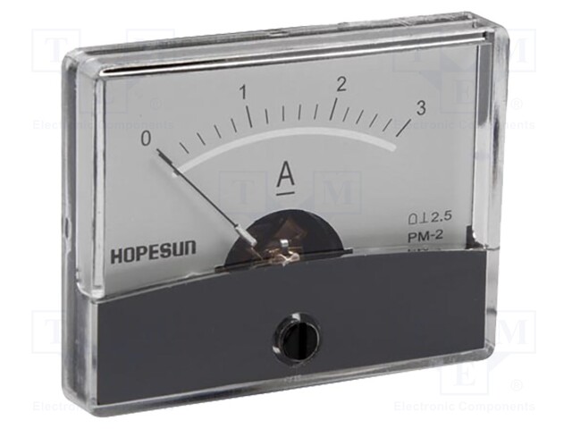 Ammeter; analogue; on panel; I AC: 0÷3A; Class: 2,5; 60x47mm