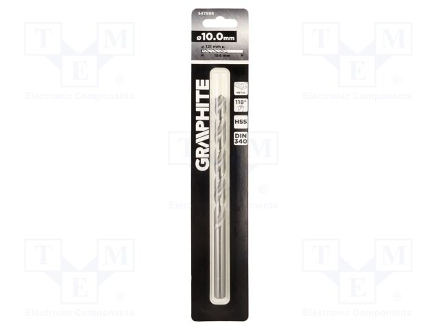 Drill bit; for metal; Ø: 10mm; L: 184mm; high speed steel