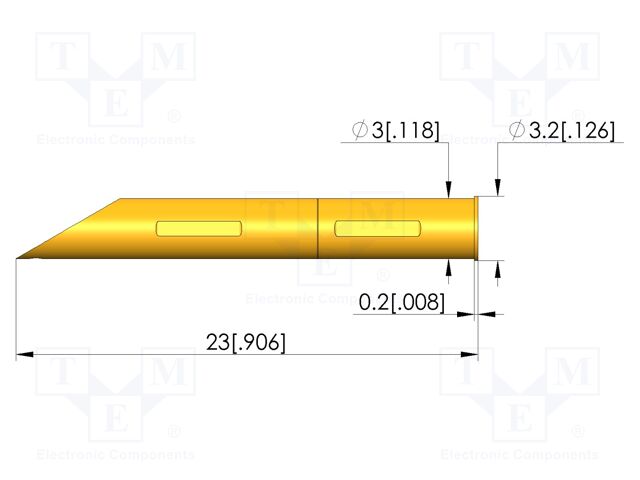Test probe socket; gold-plated; KS-714; soldered; 23mm