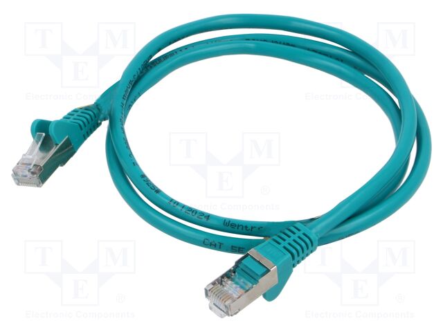 Patch cord; SF/UTP; 5e; stranded; CCA; PVC; green; 1m; 26AWG