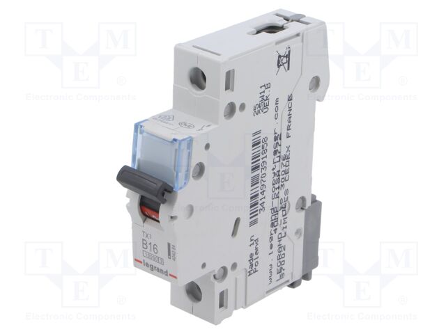 Circuit breaker; 230VAC; Inom: 16A; Poles: 1; DIN; Charact: B; 10kA