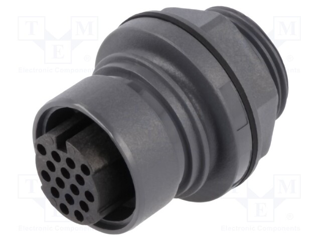 Connector: circular; socket; female; PIN: 16; w/o contacts; UL94V-0