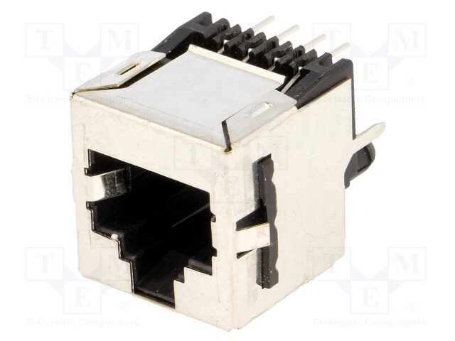 Socket; RJ45; PIN: 8; with panel stop blockade; Layout: 8p8c; THT