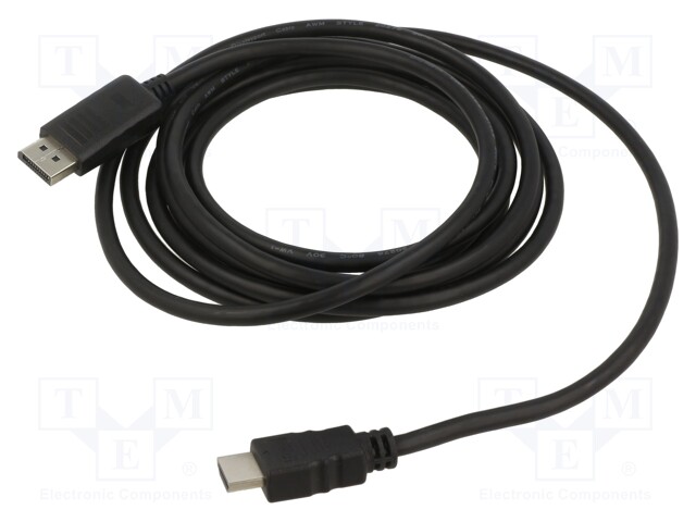Cable; DisplayPort 1.1,HDMI 2.0; DisplayPort plug,HDMI plug; 3m