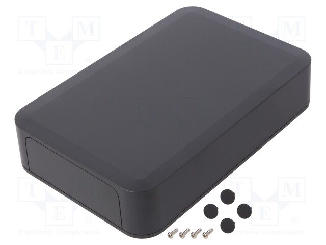 Enclosure: with panel; PF; X: 125mm; Y: 190mm; Z: 35mm; ABS; dark grey