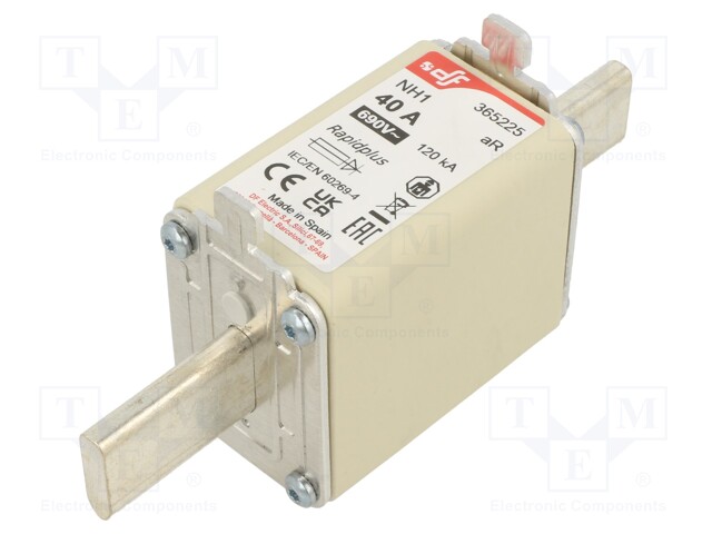 Fuse: fuse; aR; 40A; 690VAC; 550VDC; silver; NH1