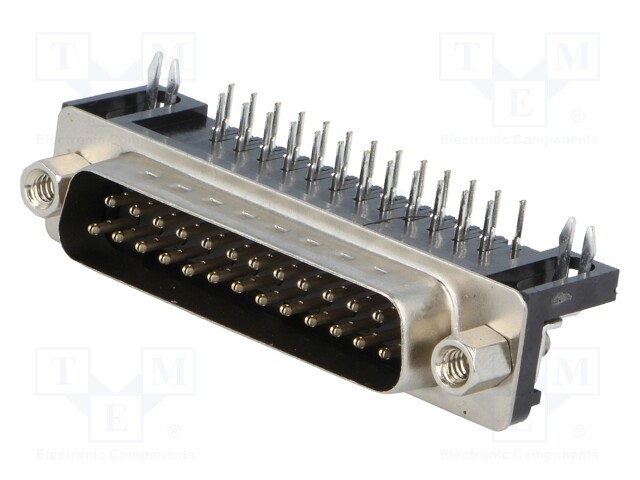 D-Sub; PIN: 25; socket; male; 7,2mm standard; Locking: screws; THT