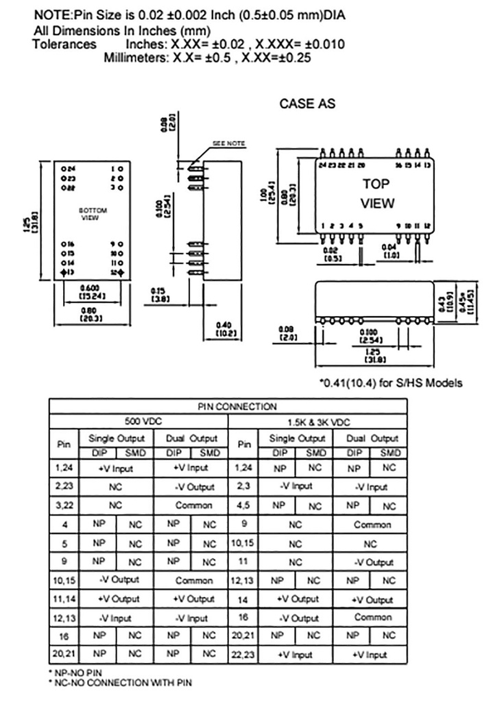 Converter: DC/DC; 5/6W; Uin: 18÷36V; Uout: 15VDC; Uout2: -15VDC