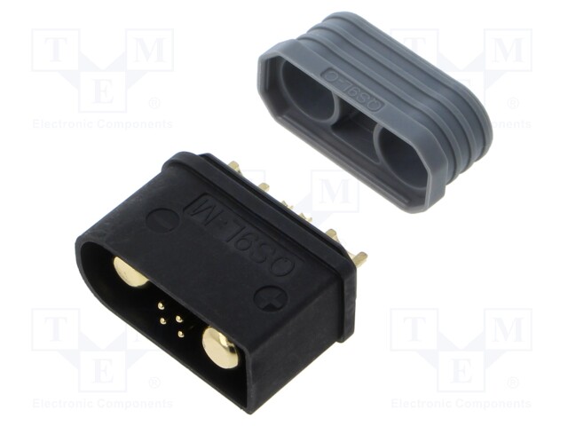 Plug; DC supply; QS; male; PIN: 6(4+2); for cable; soldering; black