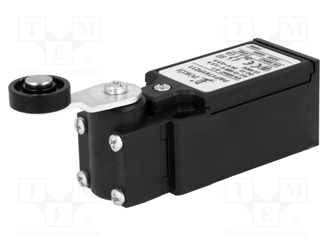 Limit switch; lever R 27mm, plastic roller Ø18mm; NO + NC; 10A