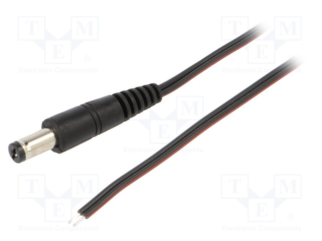 Cable; wires,DC 5,5/1,7 plug; straight; 0.35mm2; black; 1.5m