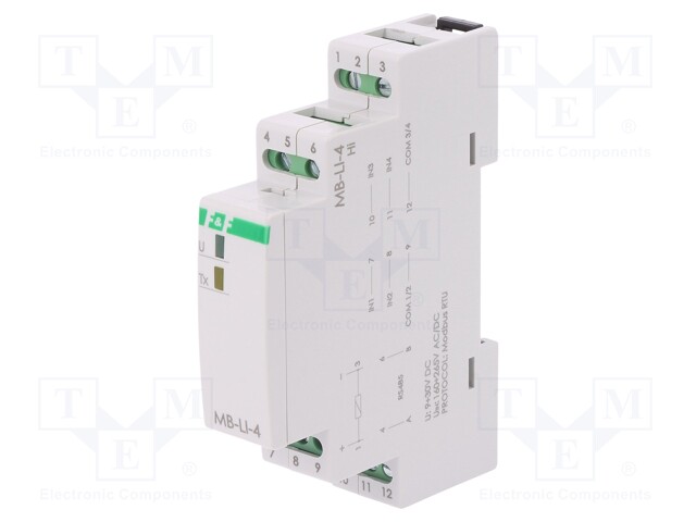 Counter: electronical; pulses; RS485 MODBUS RTU; IP20; 18x65x90mm