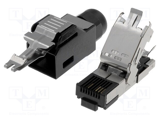 Plug; RJ45; PIN: 4; gold-plated; Layout: 8p4c; 6.5mm; 22AWG