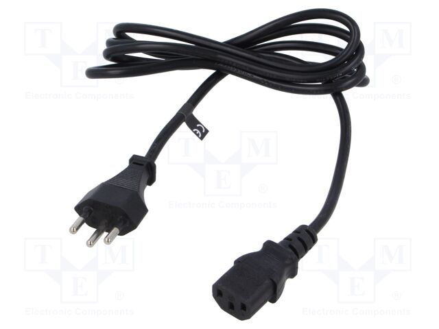 Cable; 3x0.75mm2; IEC C13 female,SEV-1011 (J) plug; PVC; 1.8m