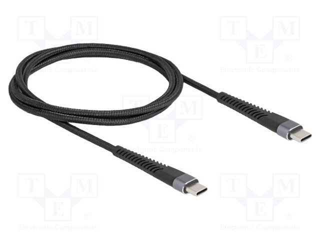 Cable; USB 2.0; USB C plug,both sides; 1m; black; 22AWG,30AWG
