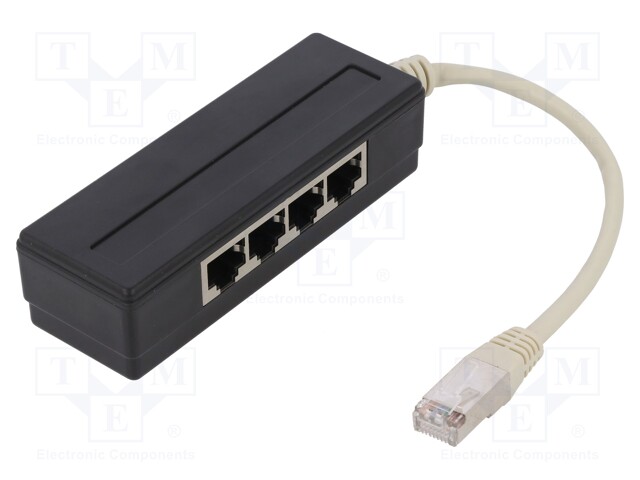 Splitter; splitter; RJ45 plug,RJ45 socket x4; Colour: black