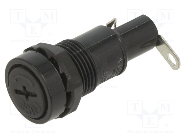 Fuse holder; 5x20mm; 10A; on panel; Cutout: Ø13.2mm; UL94V-2