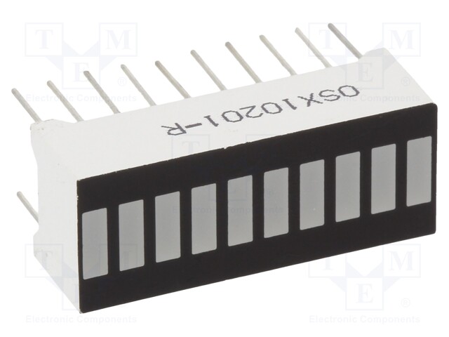 Display: LED; bargraph; red; 70mcd; 25.5x10.2x7.9mm; 2.1÷2.5V