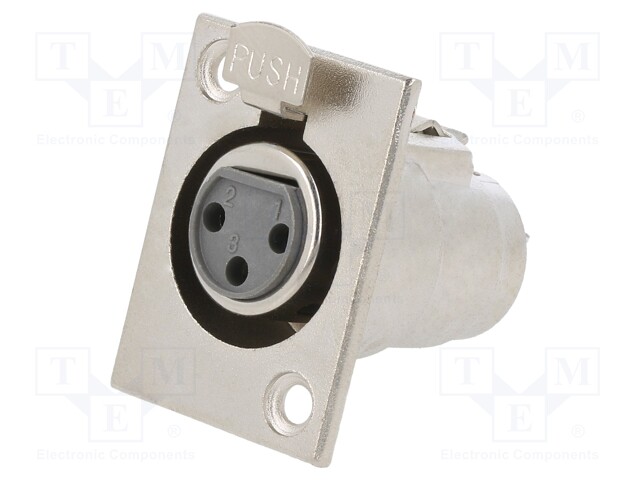 Socket; XLR; female; PIN: 3; with push button; soldering; silver