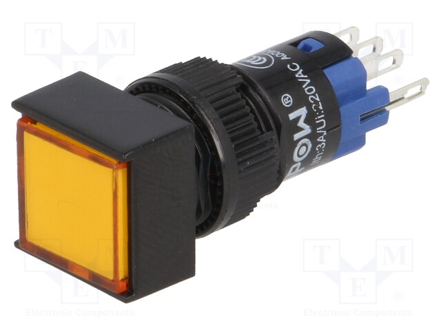 Switch: push-button; Pos: 2; SPDT; 0.5A/250VAC; 1A/24VDC; orange