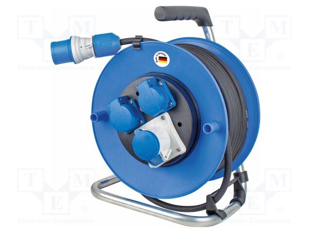 Extension lead; 3G2.5mm2; Sockets: 3; rubber; black; 25m; 16A