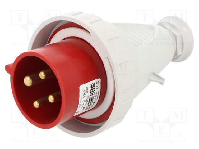 Connector: AC supply 3-phase; plug; male; 32A; 400VAC; IEC 60309