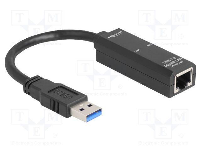 USB to Ethernet adapter; RJ45 socket,USB A plug; black