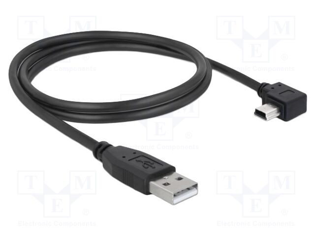 Cable; USB 2.0; USB A plug,USB B mini plug 90° left/right; 1m