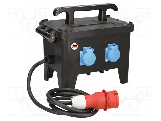 Electric switchboard; 5G2.5mm2; Sockets: 4; rubber; black; 2m; 32A
