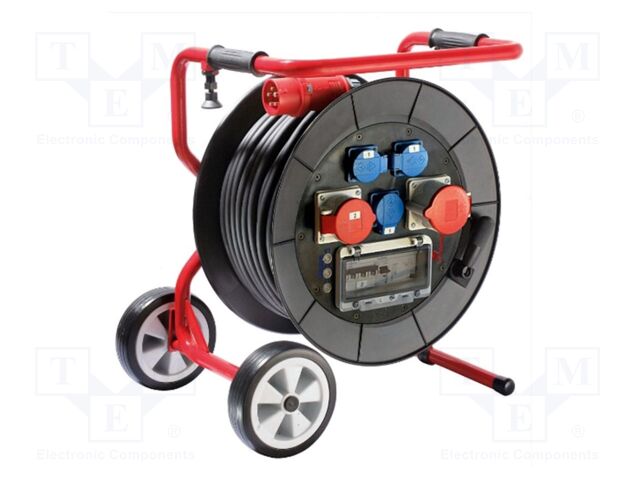 Extension lead; 5G6mm2; Sockets: 6; rubber; black; 40m; 32A; Mammut