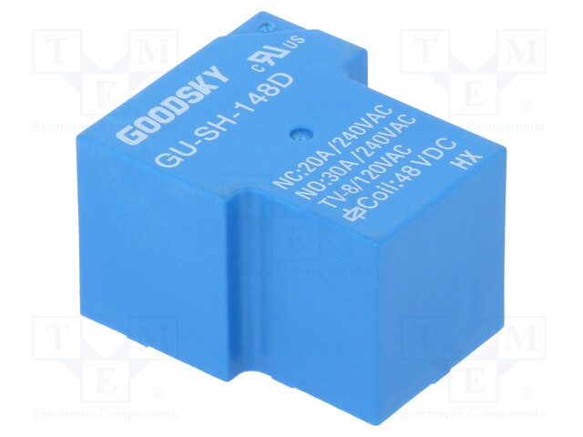 Relay: electromagnetic; SPDT; Ucoil: 48VDC; 30A; Series: GU; 930mW