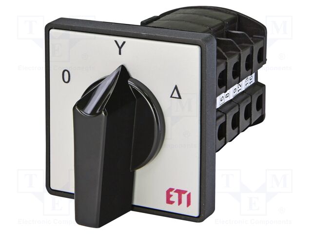 Switch: star-delta cam switch; Stabl.pos: 3; 32A; 0-Y-Δ; Poles: 4