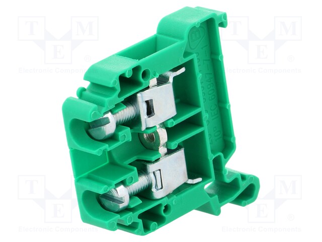 Splice terminal: rail; 0.5÷10mm2; ways: 1; terminals: 2; green; TS35
