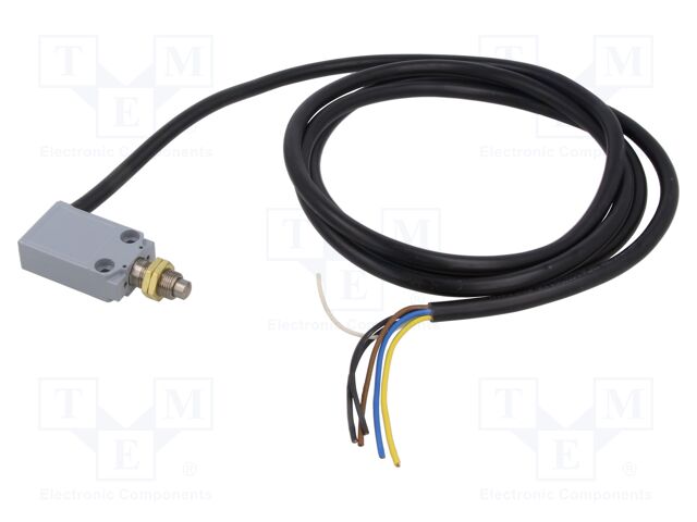 Limit switch; long pin plunger; NO + NC; 10A; lead 2m; IP67