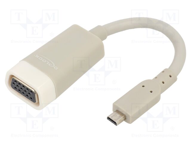 Converter; D-Sub 15pin socket,micro HDMI plug,VGA female; grey