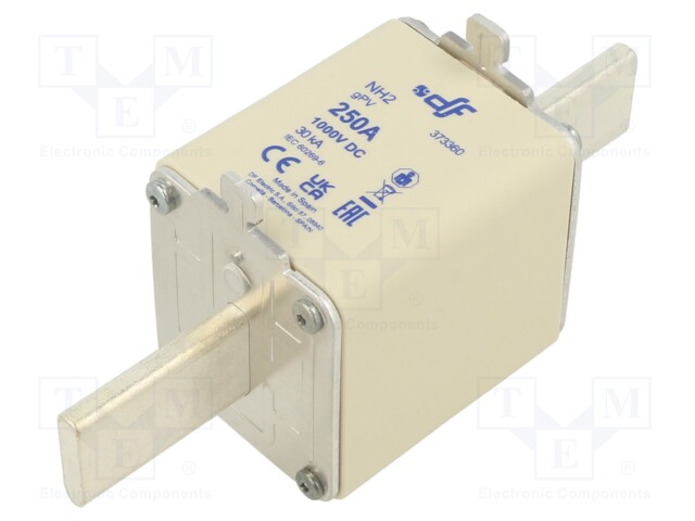 Fuse: fuse; gPV; 250A; 1kVDC; ceramic,silver; NH2