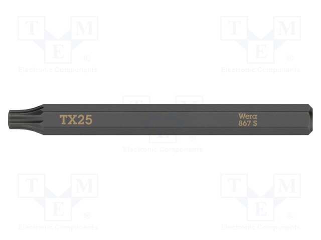 Screwdriver bit; Torx®; TX25; Overall len: 70mm; Mounting: 1/4"