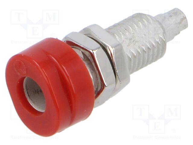 Connector: 4mm banana; socket; 16A; 30VAC; 60VDC; red; screw; 23mm