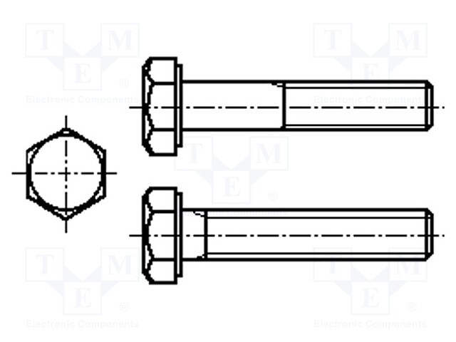 Screw; 3/8"x25,4; DIN: 933; Head: hexagonal; none; steel; zinc