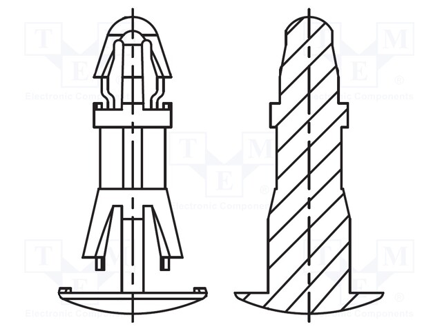Assembly stud; polyamide 66; L: 6mm; latch/latch; Colour: natural