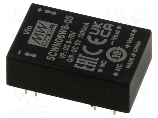 Converter: DC/DC; 6W; Uin: 9÷75V; Uout: 5VDC; Iout: 1A; DIP24; THT