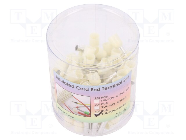 Kit: bootlace ferrules; insulated; 10mm2; 18mm; Colour: ivory