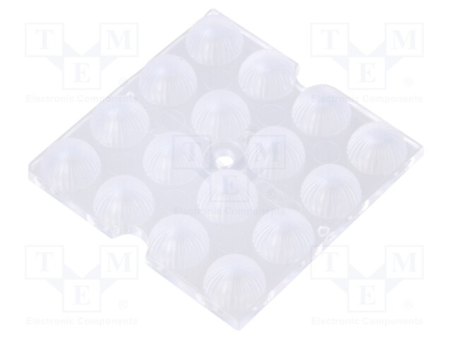 LED lens; square; Mat: PMMA plexiglass; transparent; 90°; H: 7.1mm